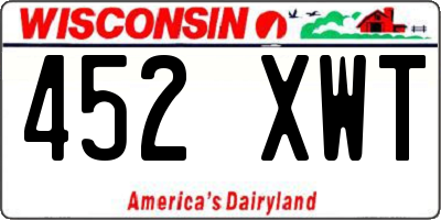 WI license plate 452XWT