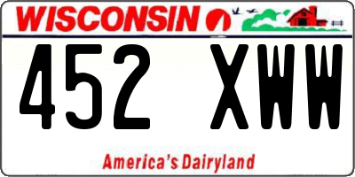 WI license plate 452XWW