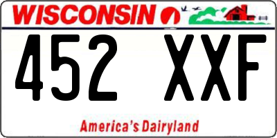 WI license plate 452XXF