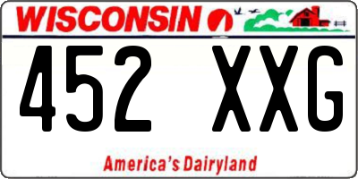 WI license plate 452XXG
