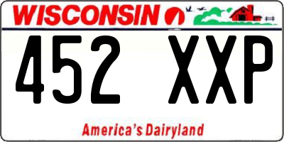 WI license plate 452XXP