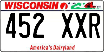 WI license plate 452XXR
