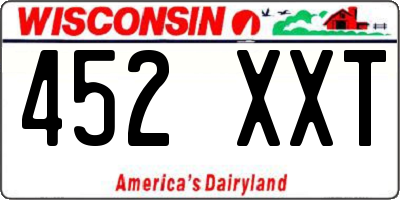 WI license plate 452XXT