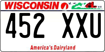WI license plate 452XXU