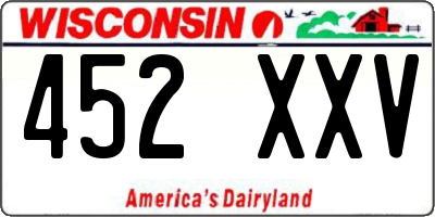 WI license plate 452XXV