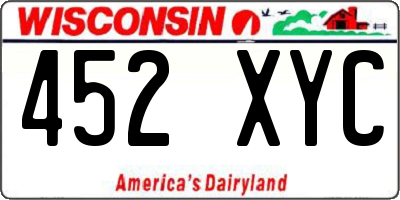 WI license plate 452XYC