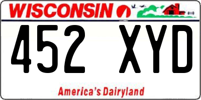 WI license plate 452XYD