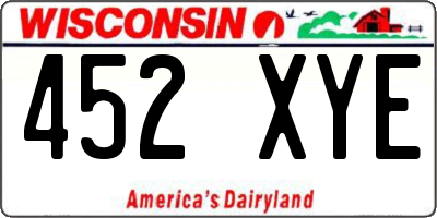 WI license plate 452XYE