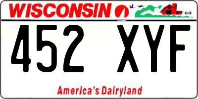 WI license plate 452XYF