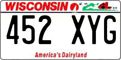 WI license plate 452XYG
