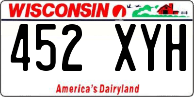 WI license plate 452XYH