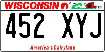 WI license plate 452XYJ