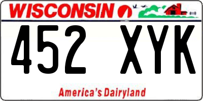 WI license plate 452XYK
