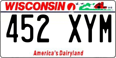 WI license plate 452XYM