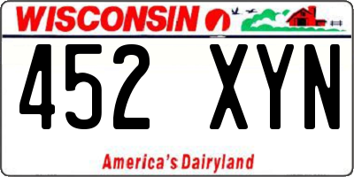 WI license plate 452XYN