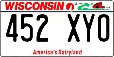 WI license plate 452XYO