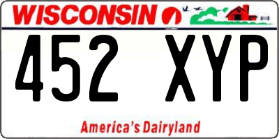 WI license plate 452XYP