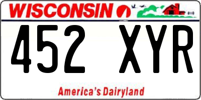 WI license plate 452XYR
