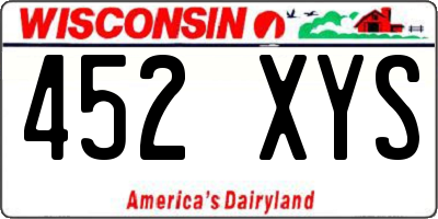 WI license plate 452XYS