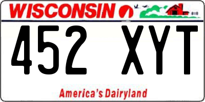 WI license plate 452XYT