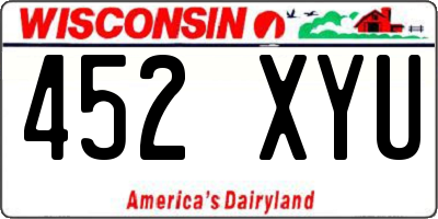 WI license plate 452XYU
