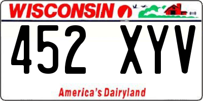 WI license plate 452XYV