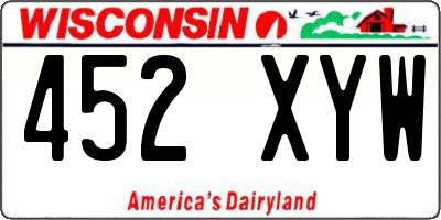 WI license plate 452XYW