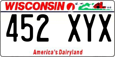 WI license plate 452XYX