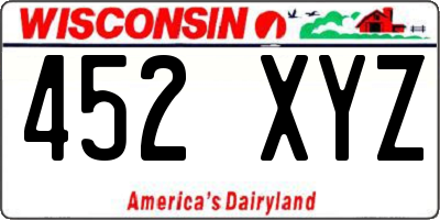 WI license plate 452XYZ