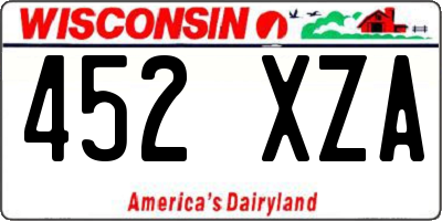 WI license plate 452XZA