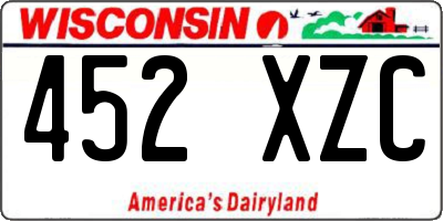 WI license plate 452XZC