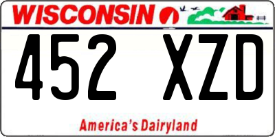 WI license plate 452XZD