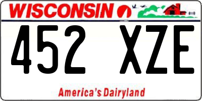 WI license plate 452XZE