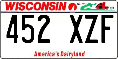 WI license plate 452XZF