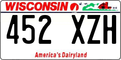 WI license plate 452XZH