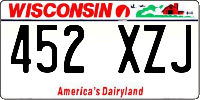 WI license plate 452XZJ