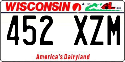 WI license plate 452XZM