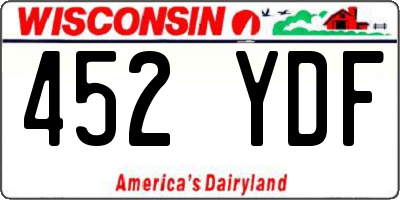 WI license plate 452YDF
