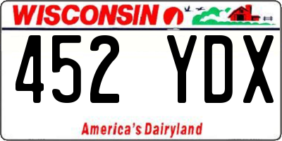 WI license plate 452YDX
