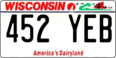 WI license plate 452YEB