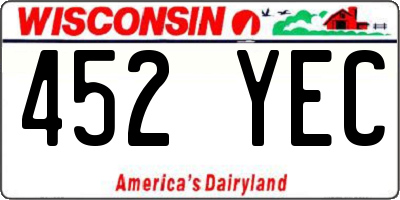 WI license plate 452YEC