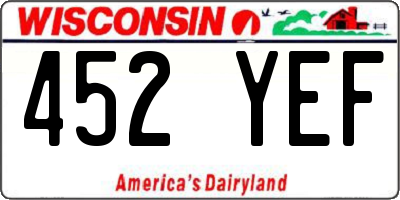 WI license plate 452YEF