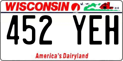 WI license plate 452YEH