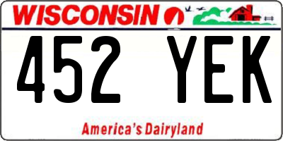 WI license plate 452YEK