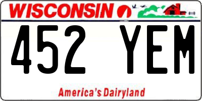 WI license plate 452YEM
