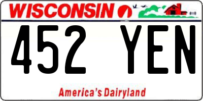 WI license plate 452YEN
