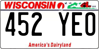 WI license plate 452YEO