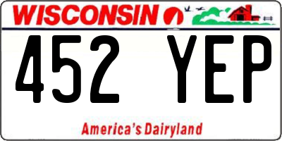WI license plate 452YEP