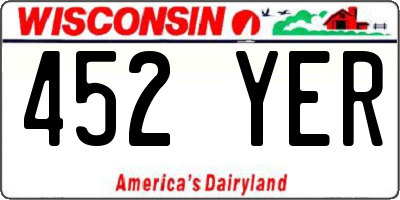 WI license plate 452YER