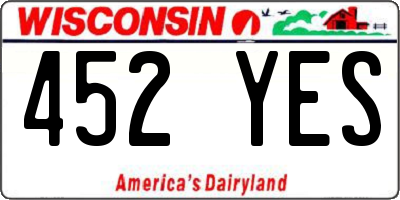 WI license plate 452YES